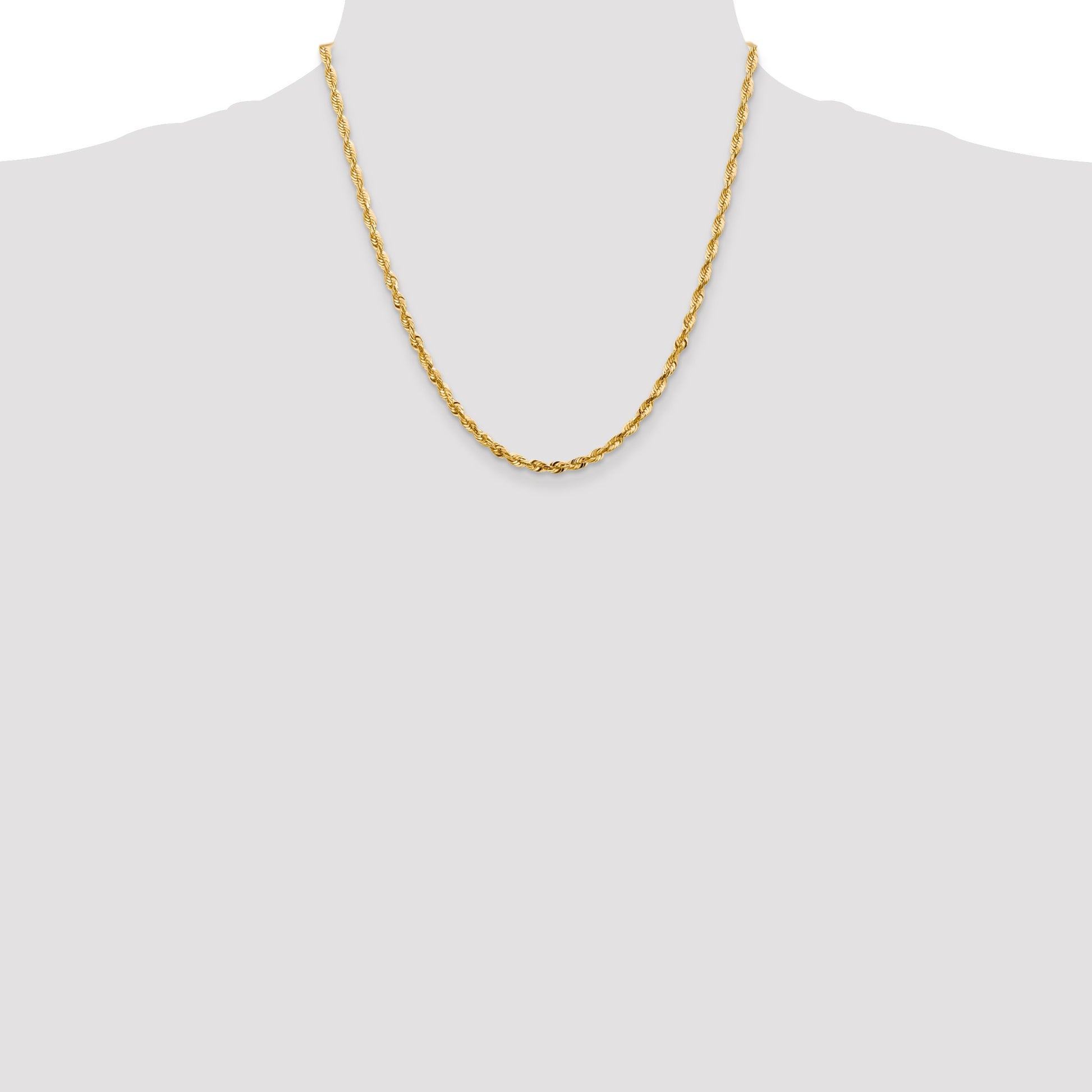 14K 20 inch 4mm Ultra Diamond-cut Rope with Lobster Clasp Chain