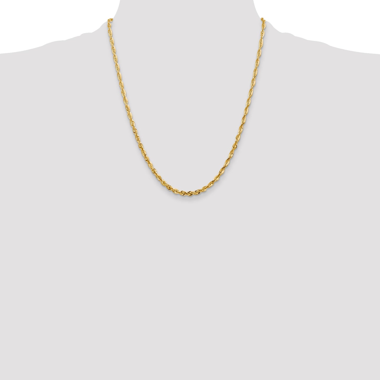 14K 22 inch 4mm Ultra Diamond-cut Rope with Lobster Clasp Chain