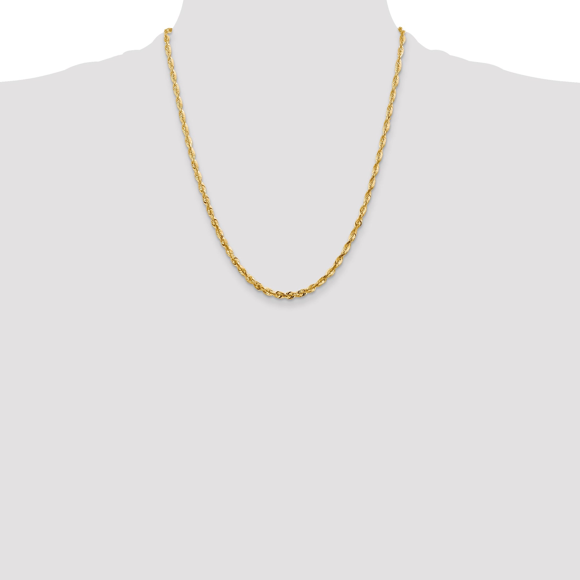 14K 22 inch 4mm Ultra Diamond-cut Rope with Lobster Clasp Chain