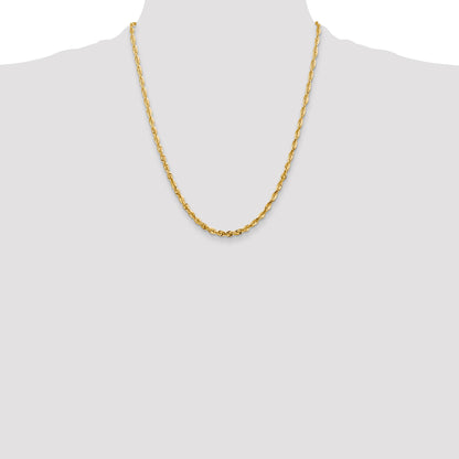 14K 22 inch 4mm Ultra Diamond-cut Rope with Lobster Clasp Chain