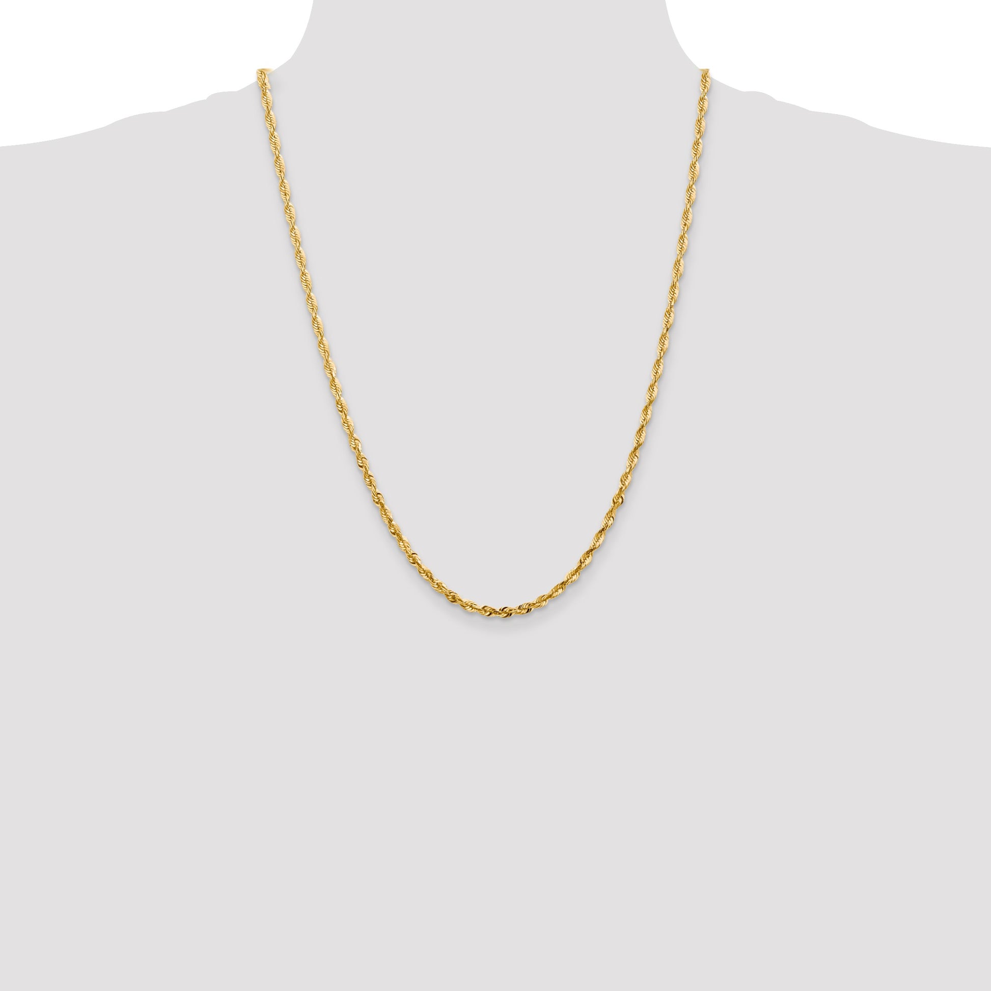 14K 24 inch 4mm Ultra Diamond-cut Rope with Lobster Clasp Chain