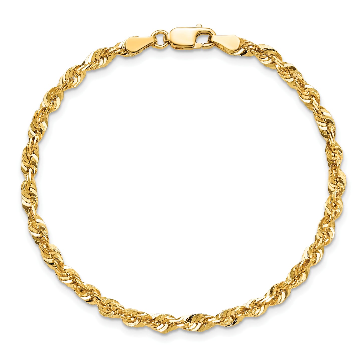 14K 7 inch 4mm Ultra Diamond-cut Rope with Lobster Clasp Chain