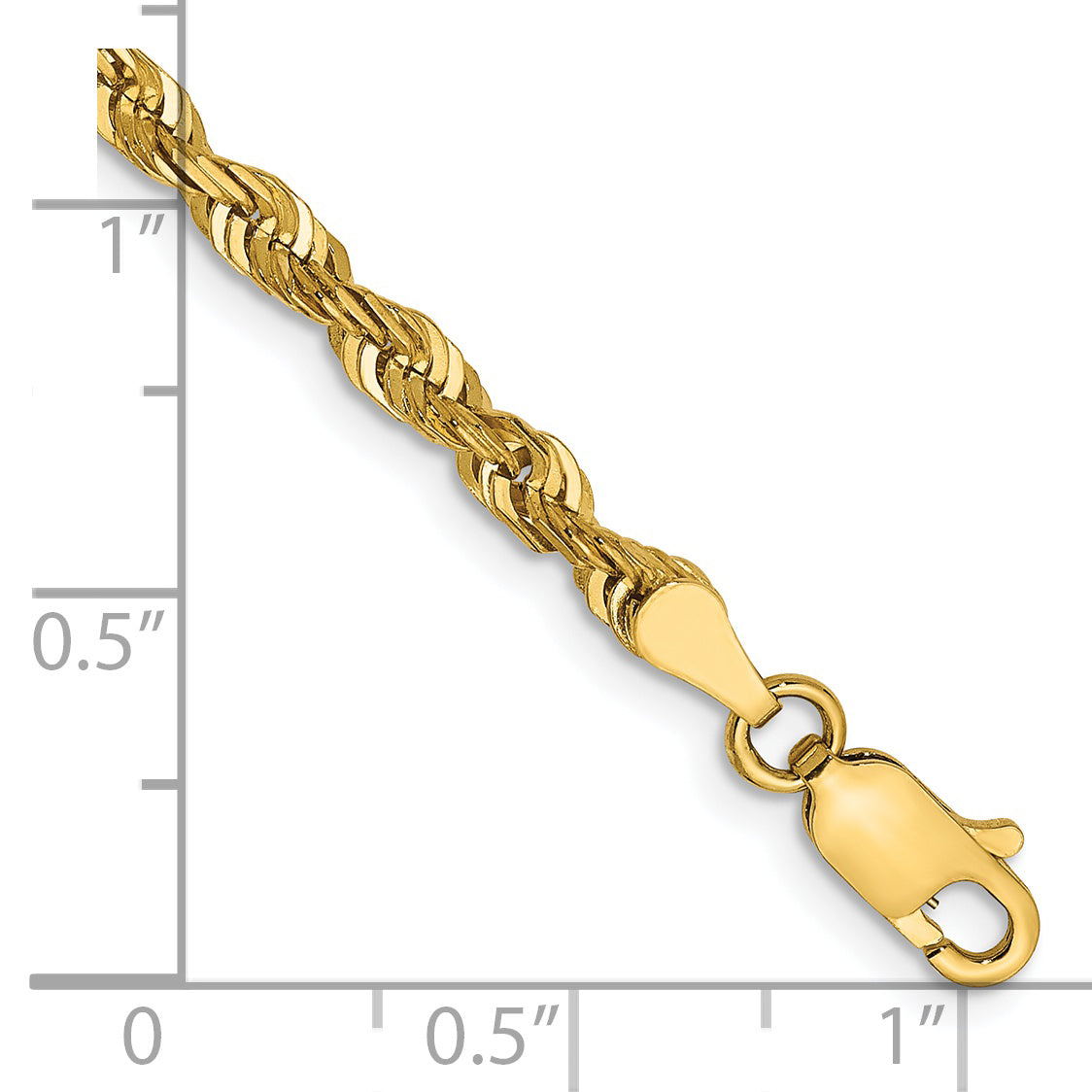 14K 8 inch 4mm Ultra Diamond-cut Rope with Lobster Clasp Chain