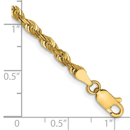 14K 8 inch 4mm Ultra Diamond-cut Rope with Lobster Clasp Chain