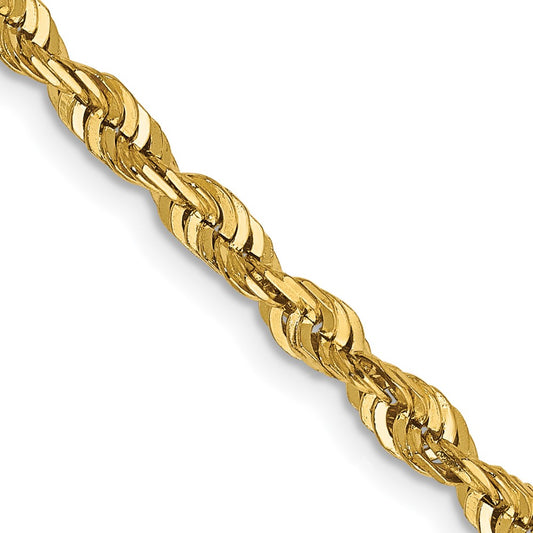 14K 20 inch 4mm Extra Light Diamond-cut Rope with Lobster Clasp Chain