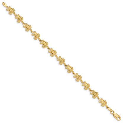 14k Swimming Sea Turtle 7.25 inch Bracelet