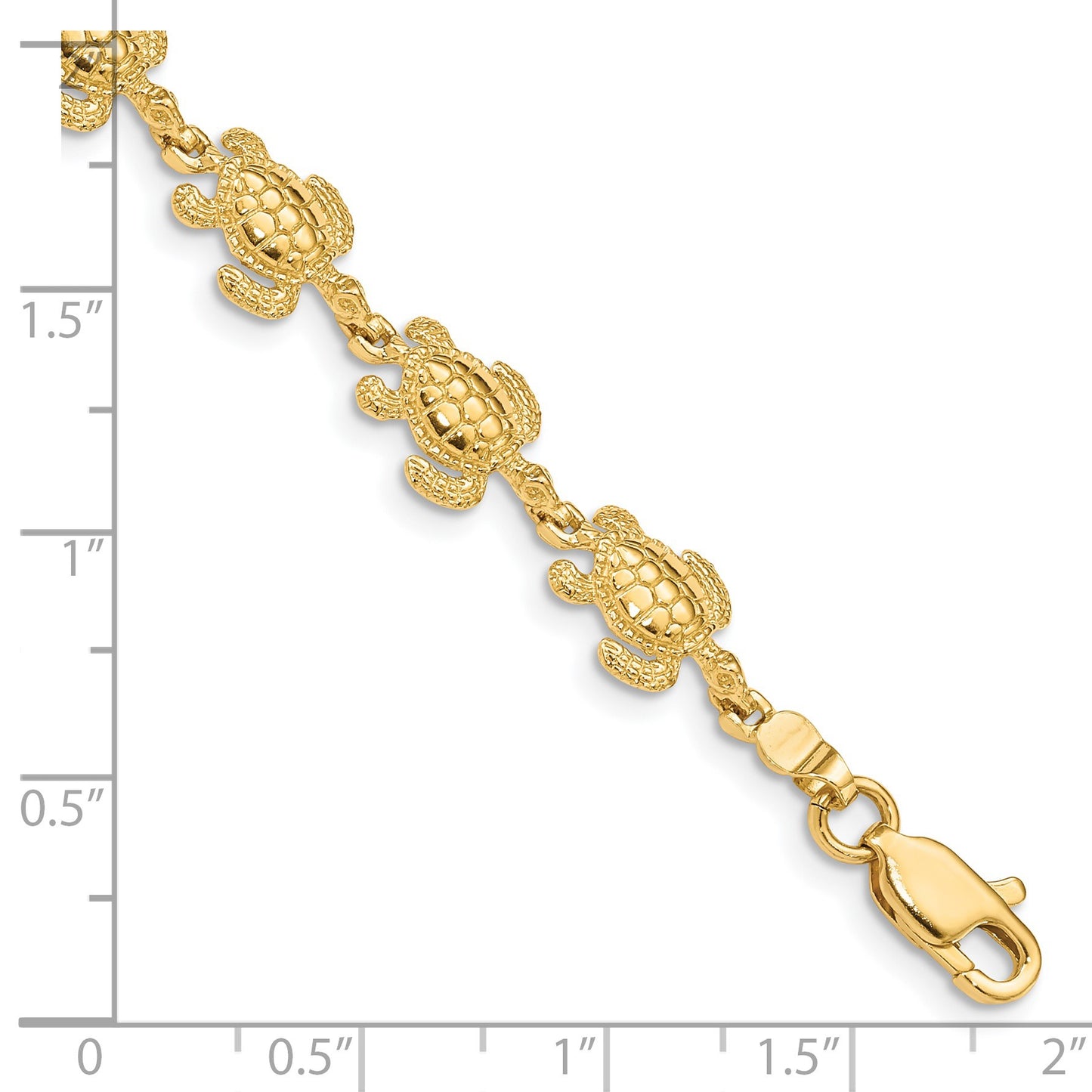 14k Swimming Sea Turtle 7.25 inch Bracelet