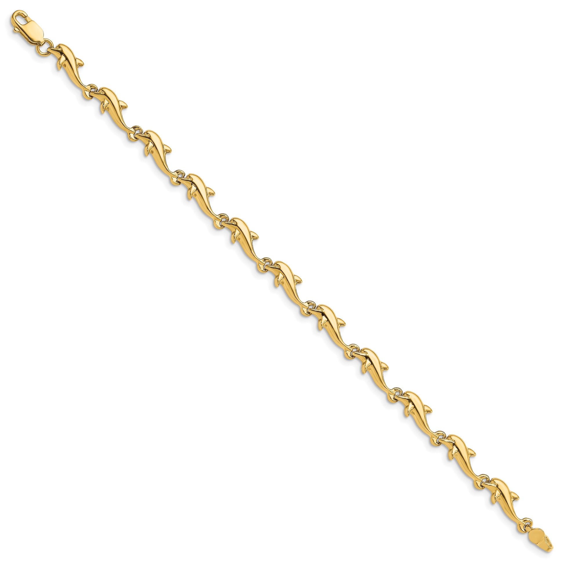 14k Polished Dolphin 7 inch Bracelet