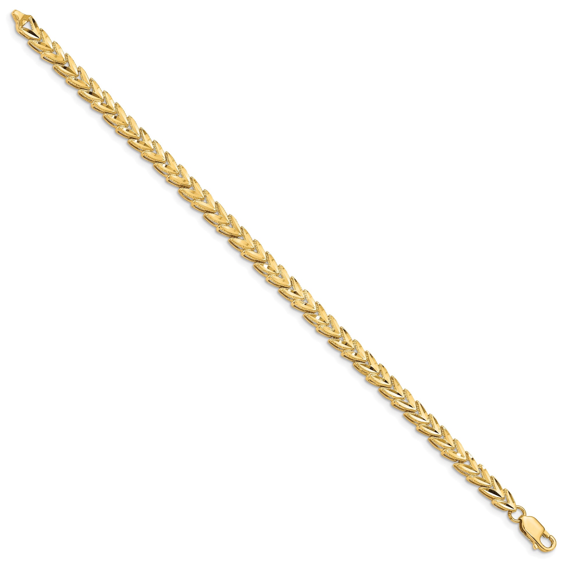 14K Polished 5mm Diamond-cut 7 inch Bracelet