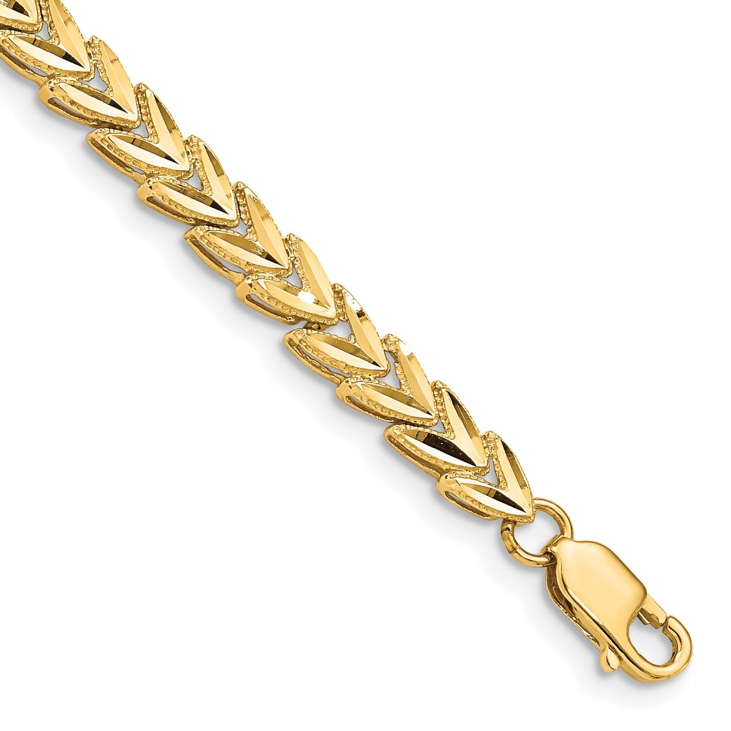 14K Polished 5mm Diamond-cut 7 inch Bracelet