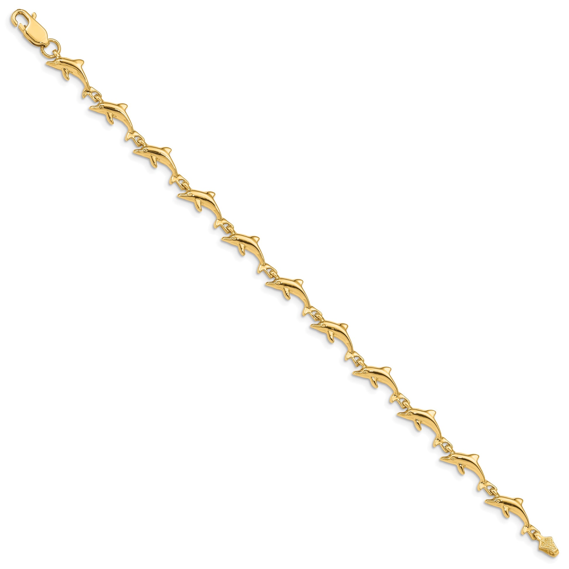 14K Polished Dolphin 7 inch Bracelet