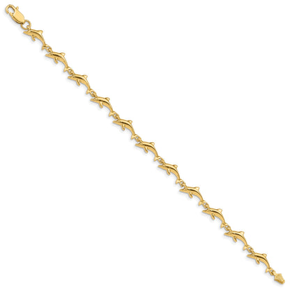 14K Polished Dolphin 7 inch Bracelet