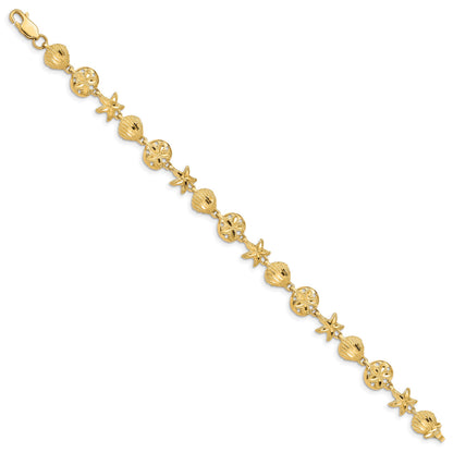 14K Diamond-cut Sea Life 7 inch Bracelet