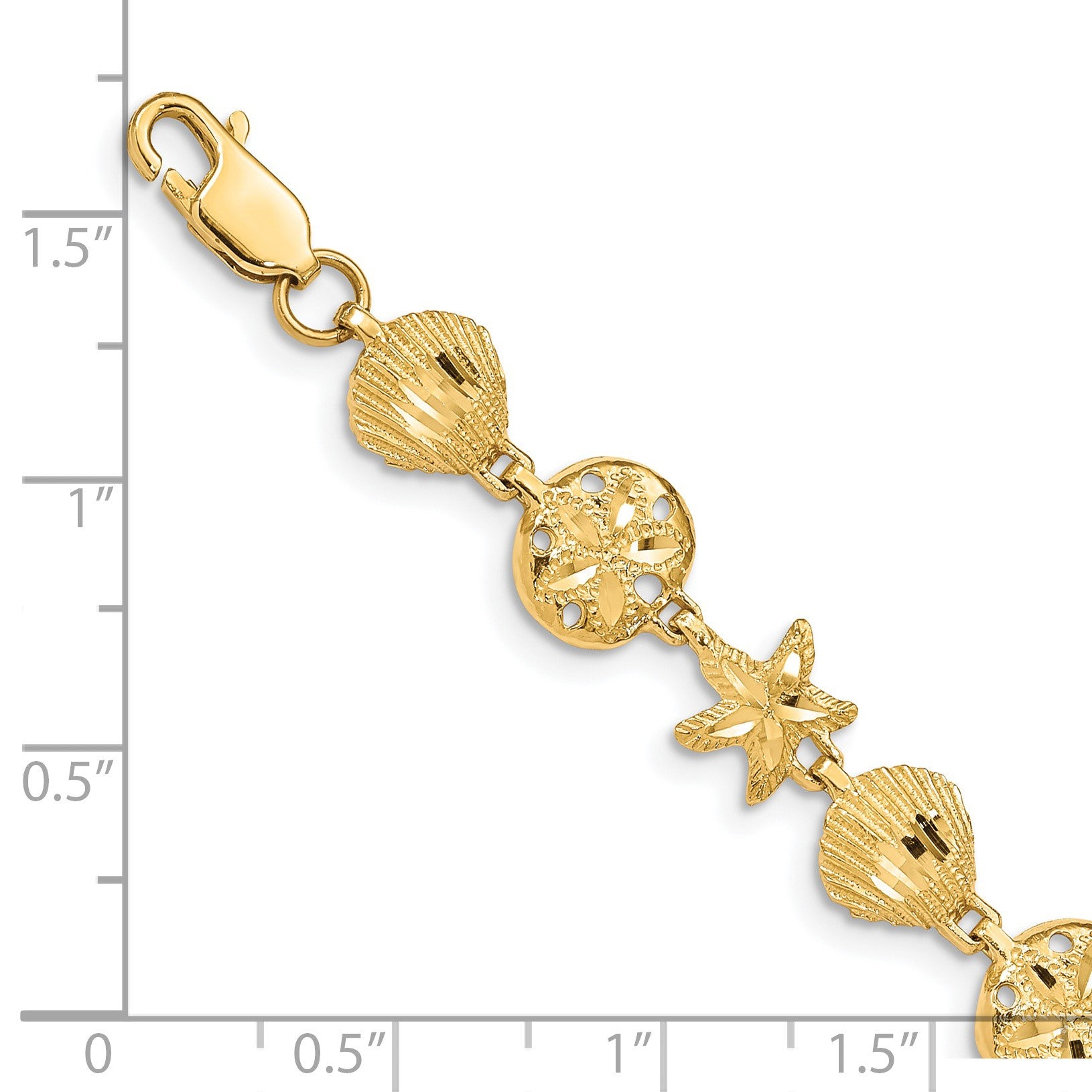 14K Diamond-cut Sea Life 7 inch Bracelet