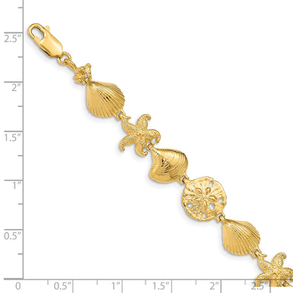 14k Polished Sea Life 7.25 inch Bracelet