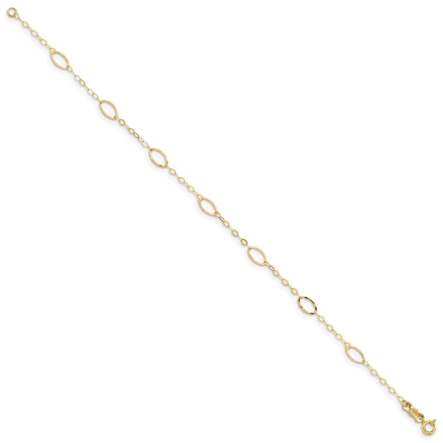 14k Oval Design Diamond-cut 7.25 inch Bracelet