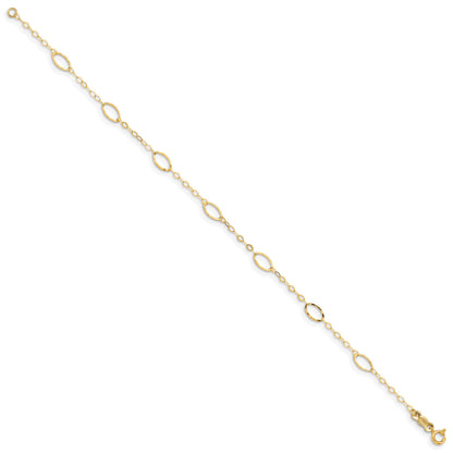 14k Oval Design Diamond-cut 7.25 inch Bracelet