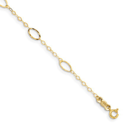 14k Oval Design Diamond-cut 7.25 inch Bracelet