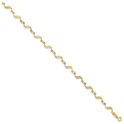 14k Diamond-cut Wavy Link 7.5 inch Bracelet