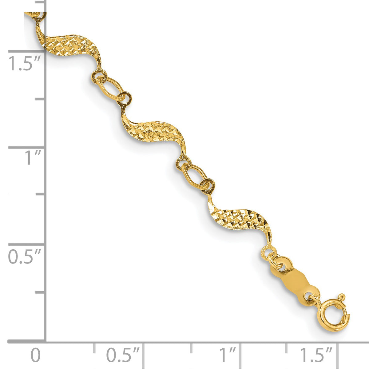14k Diamond-cut Wavy Link 7.5 inch Bracelet