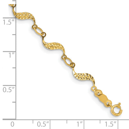 14k Diamond-cut Wavy Link 7.5 inch Bracelet