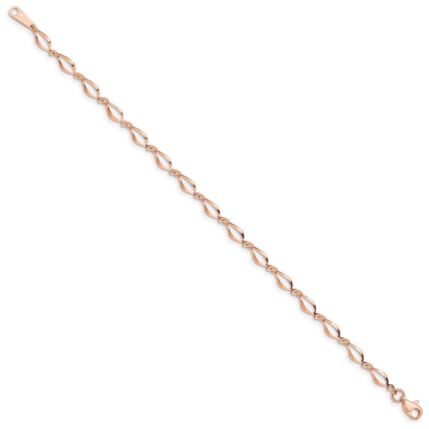 14k Rose Gold Polished Fancy Twisted Link 7.25 inch Bracelet
