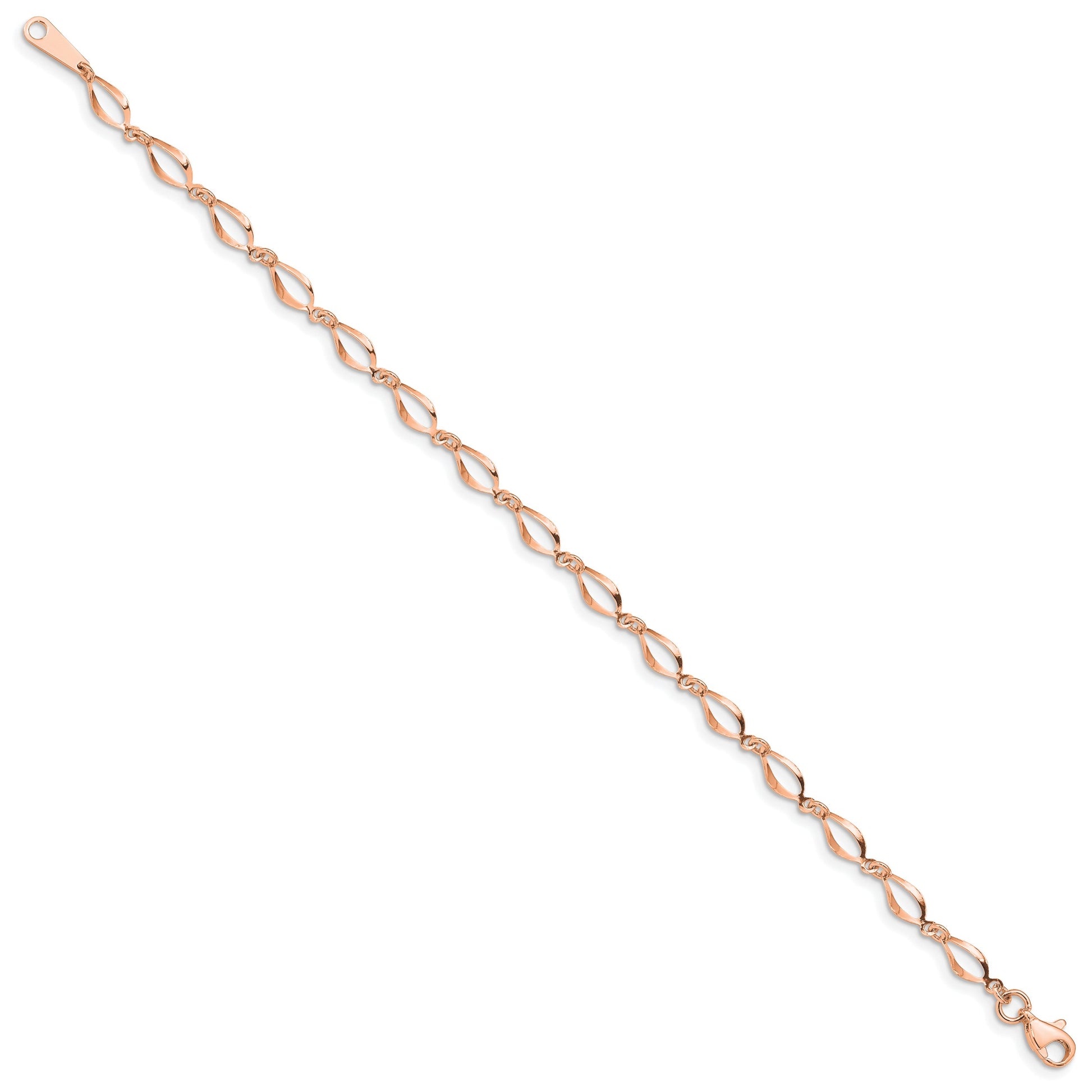 14k Rose Gold Polished Fancy Twisted Link 7.25 inch Bracelet