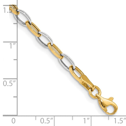 14k Two-tone Polished Oval Cable Link 7.25 inch Bracelet