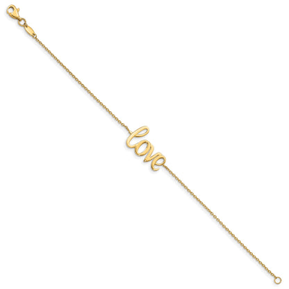 14K Polished LOVE Script 7 inch Bracelet