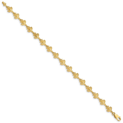14K Polished and Textured Turtle 7 inch Bracelet
