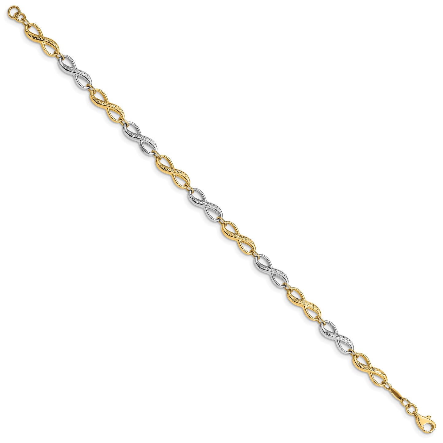 14K Two-tone Infinity Symbol Link 7.5 inch Bracelet