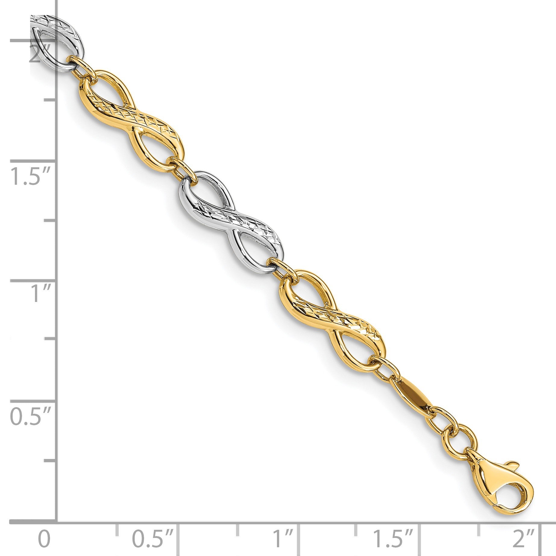 14K Two-tone Infinity Symbol Link 7.5 inch Bracelet