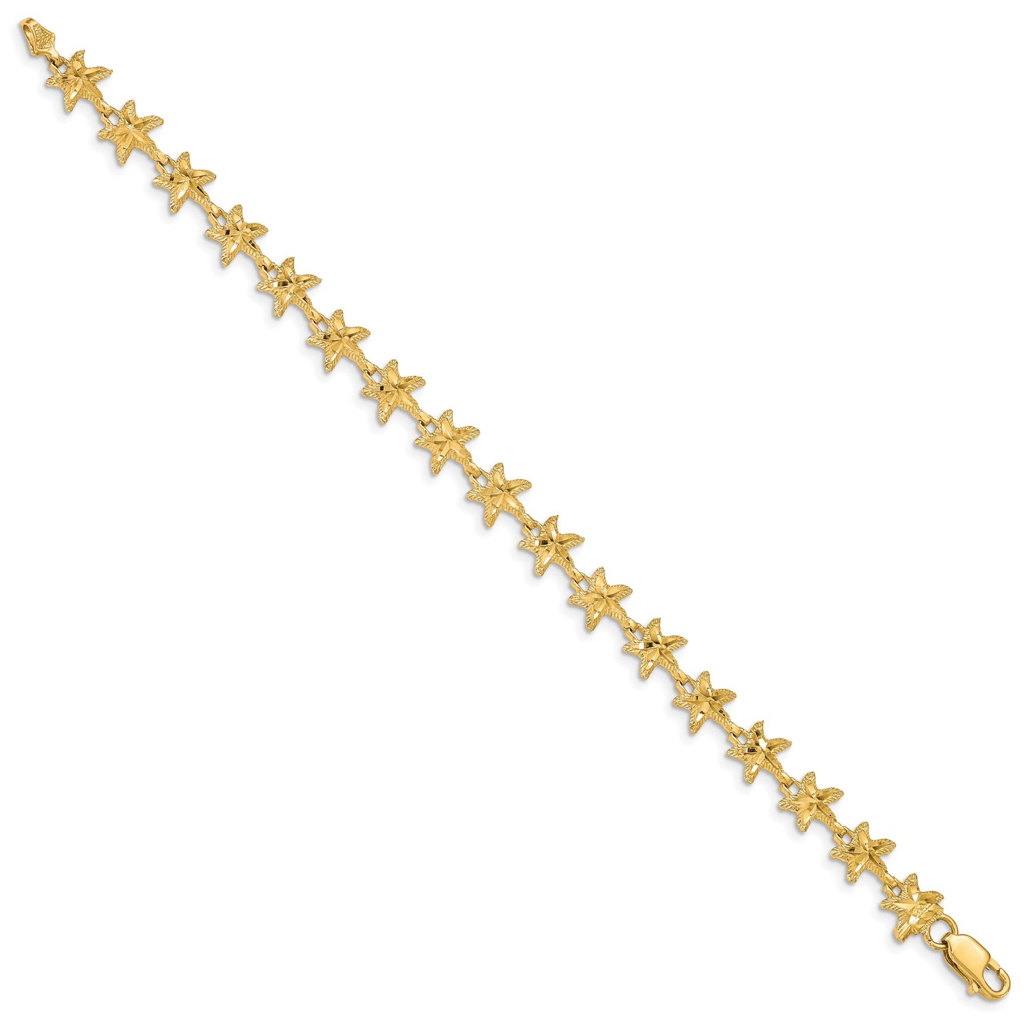 14K Diamond-cut Starfish 7 inch Bracelet