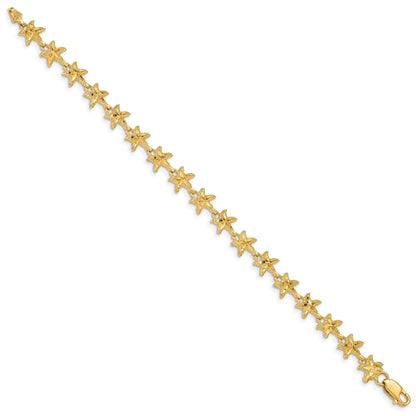 14K Diamond-cut Starfish 7 inch Bracelet