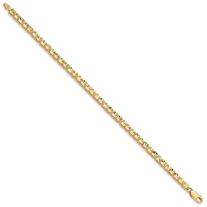 14K Polished 4mm Diamond-Cut Squares 7.25 inch Bracelet