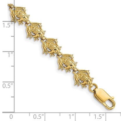 14k Polished Frog 7.25 inch Bracelet