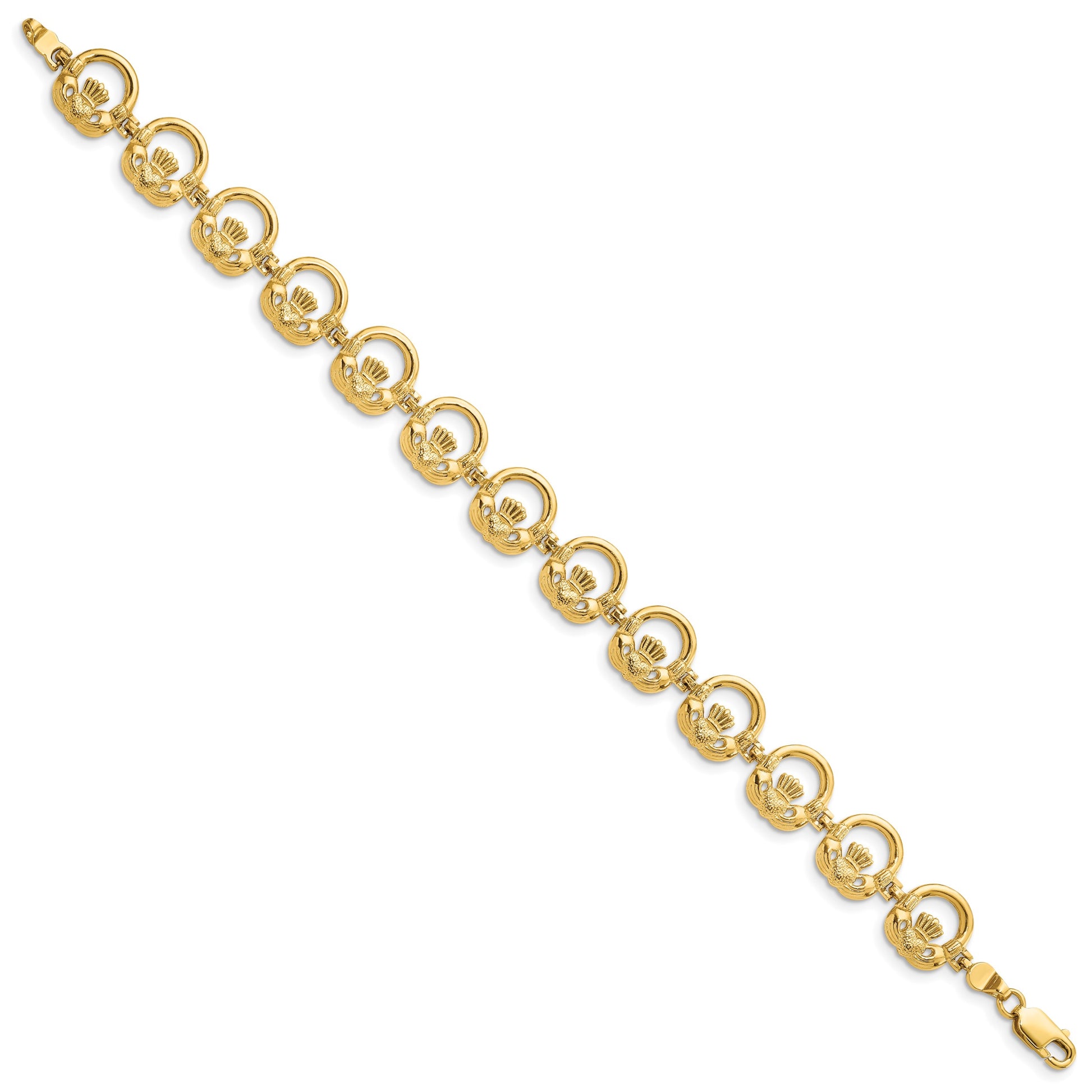 14K Claddagh Circle Link 7.25 inch Bracelet