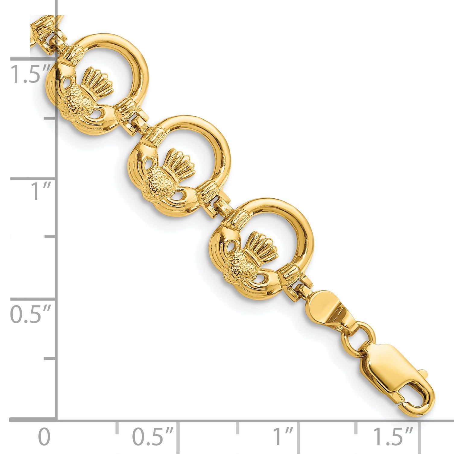 14K Claddagh Circle Link 7.25 inch Bracelet