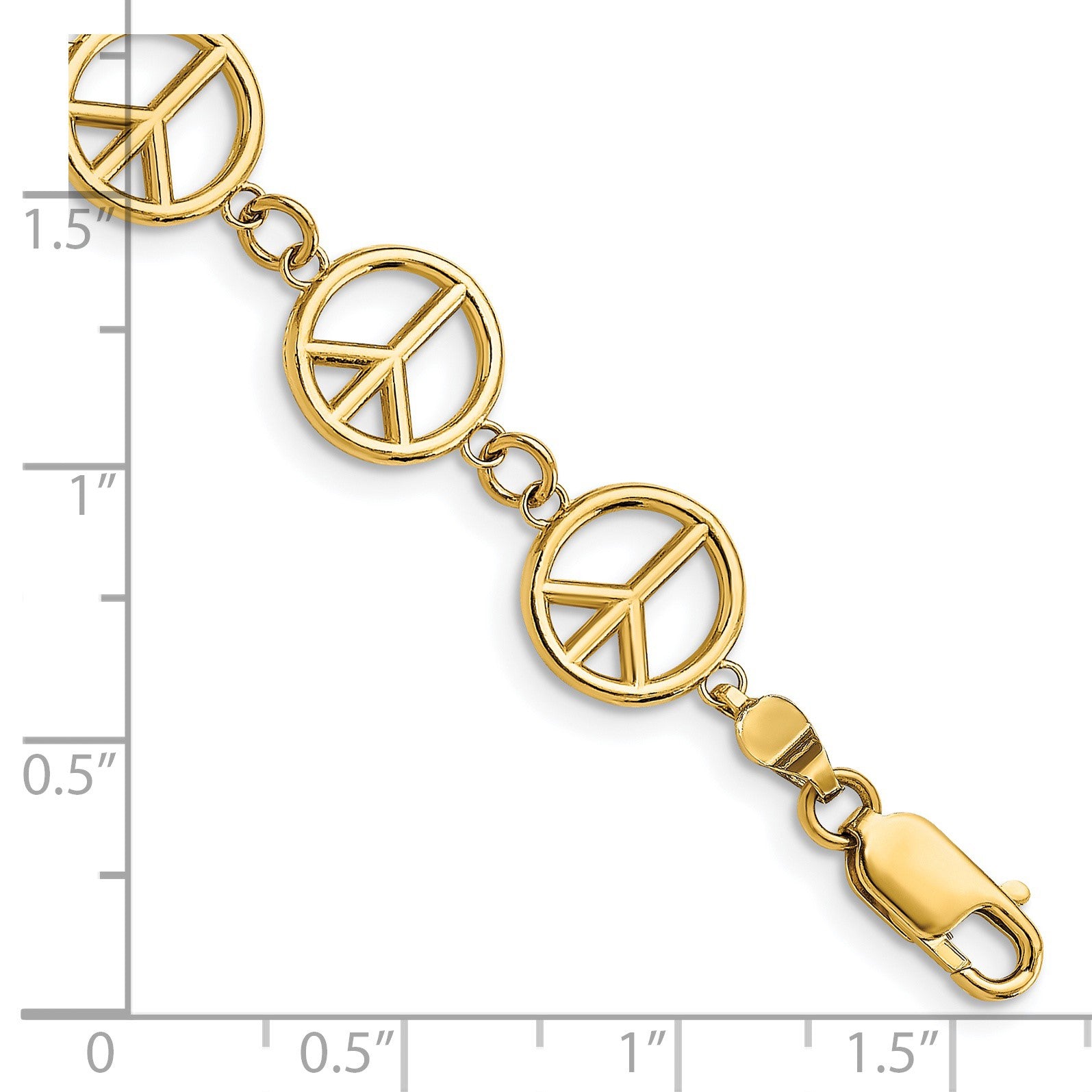 14k Polished Peace Sign 7.5 inch Bracelet