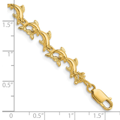 14k Polished Dolphins 7.25 inch Bracelet