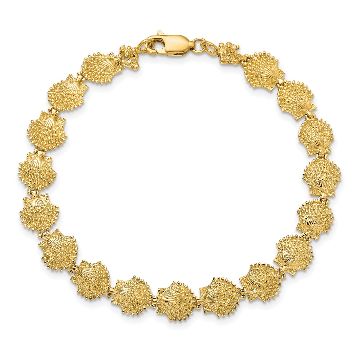 14k Scallop Shell 7 inch Bracelet