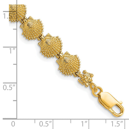 14k Scallop Shell 7 inch Bracelet