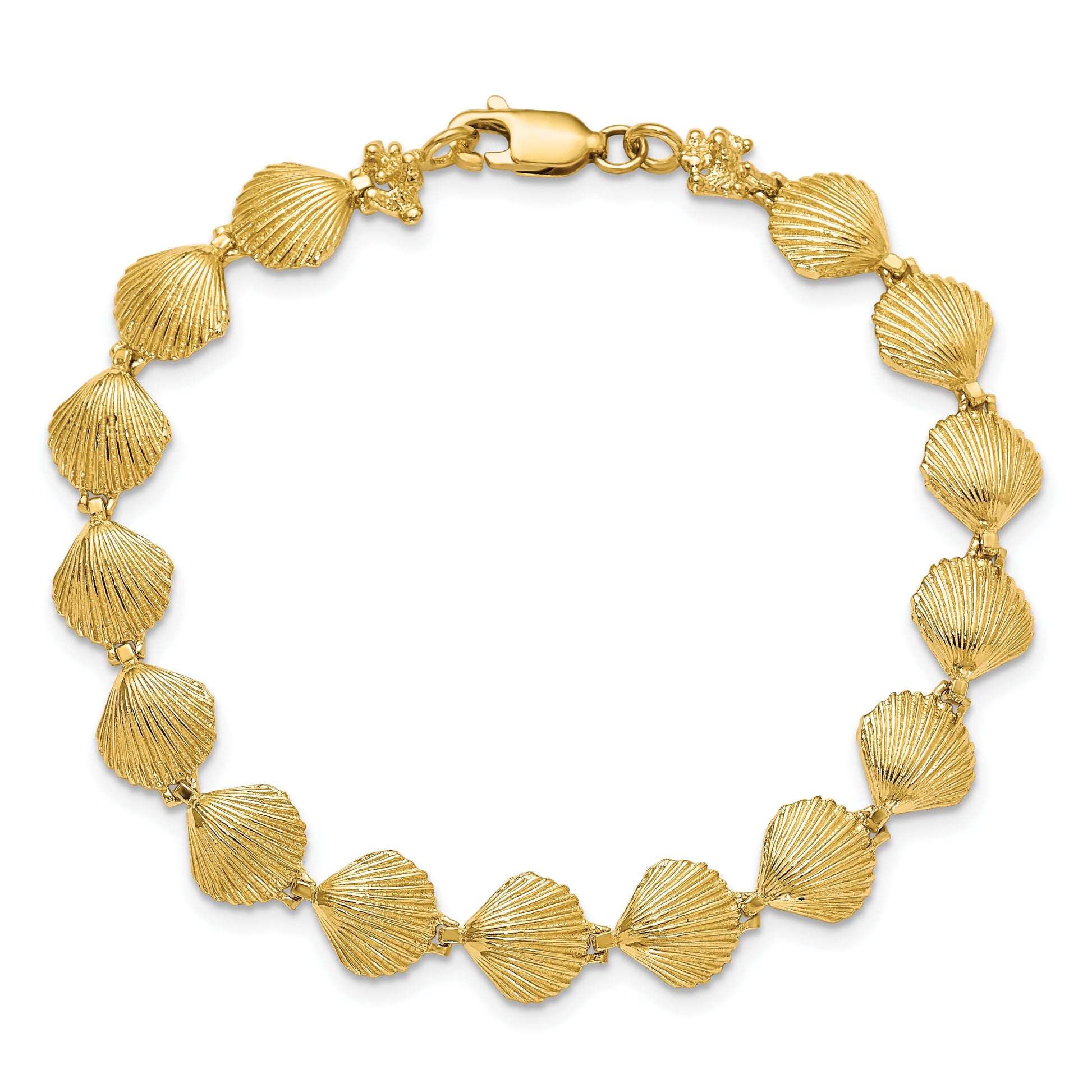 14k Scallop Shell 7 inch Bracelet