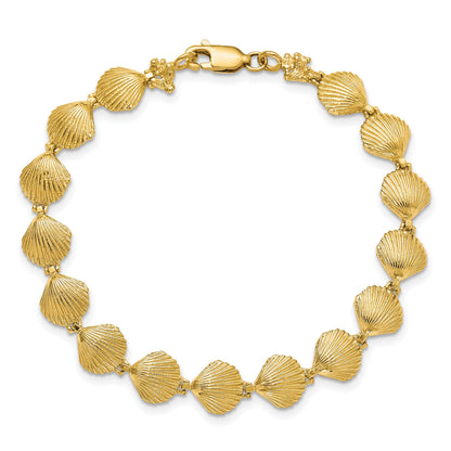 14k Scallop Shell 7 inch Bracelet