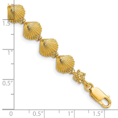 14k Scallop Shell 7 inch Bracelet