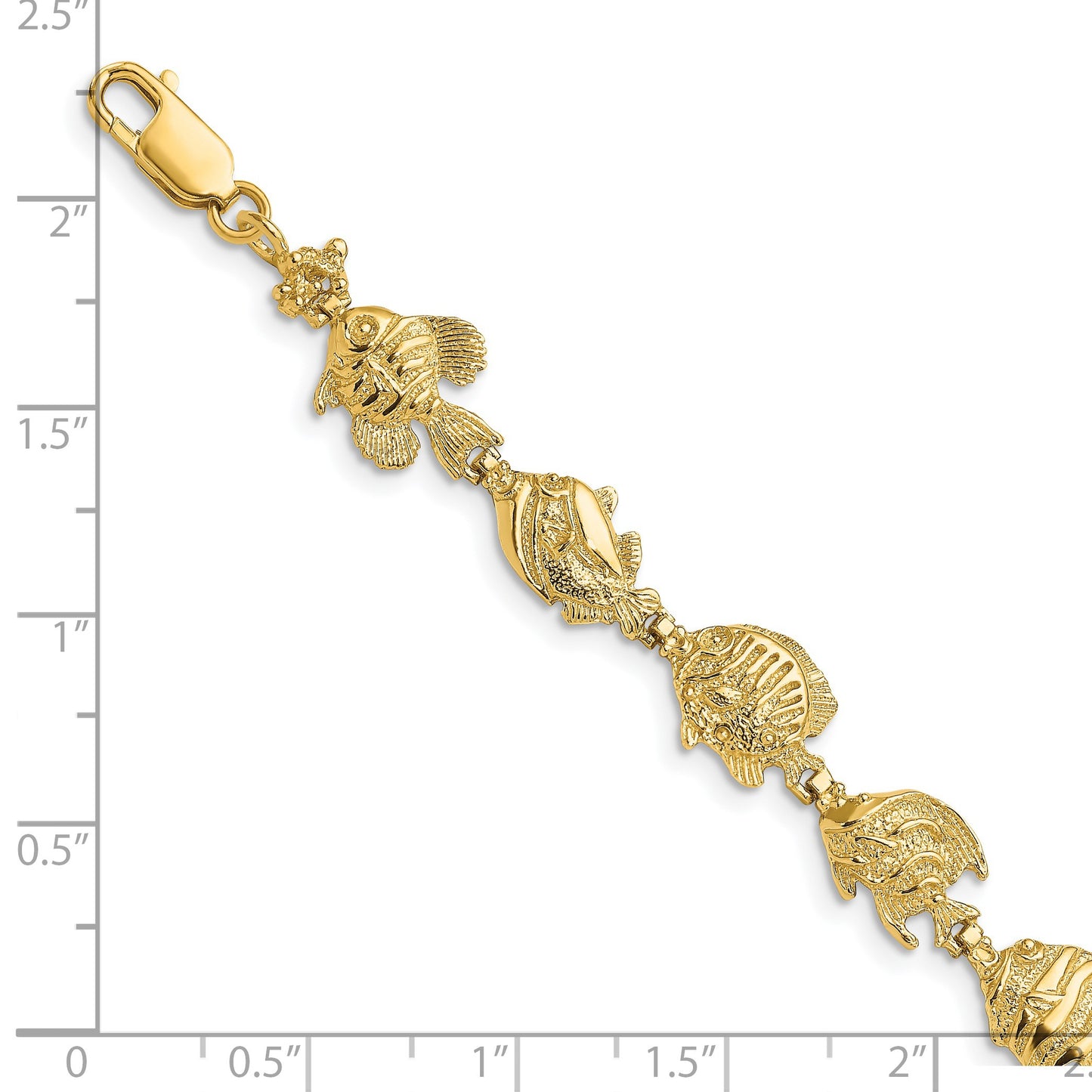 14k Polished Tropical Fish 7.5 inch Bracelet