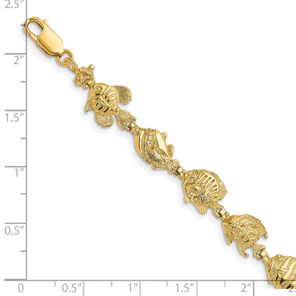 14k Polished Tropical Fish 7.5 inch Bracelet