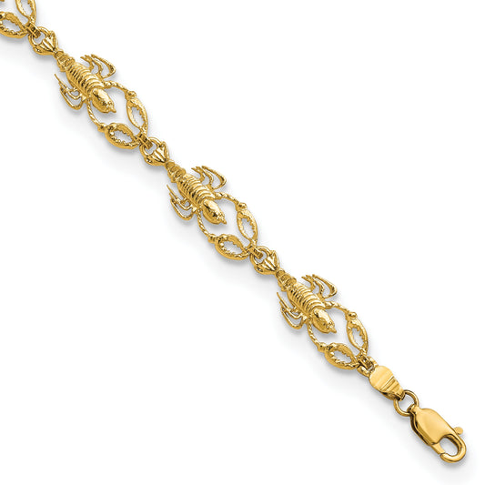 14k Textured Lobster 7.5 inch Bracelet