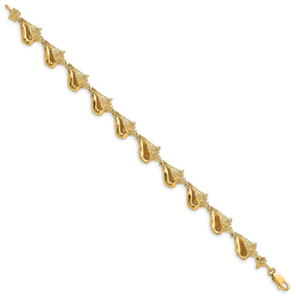 14k Polished 3-D Conch Shell Link 7.25 inch Bracelet