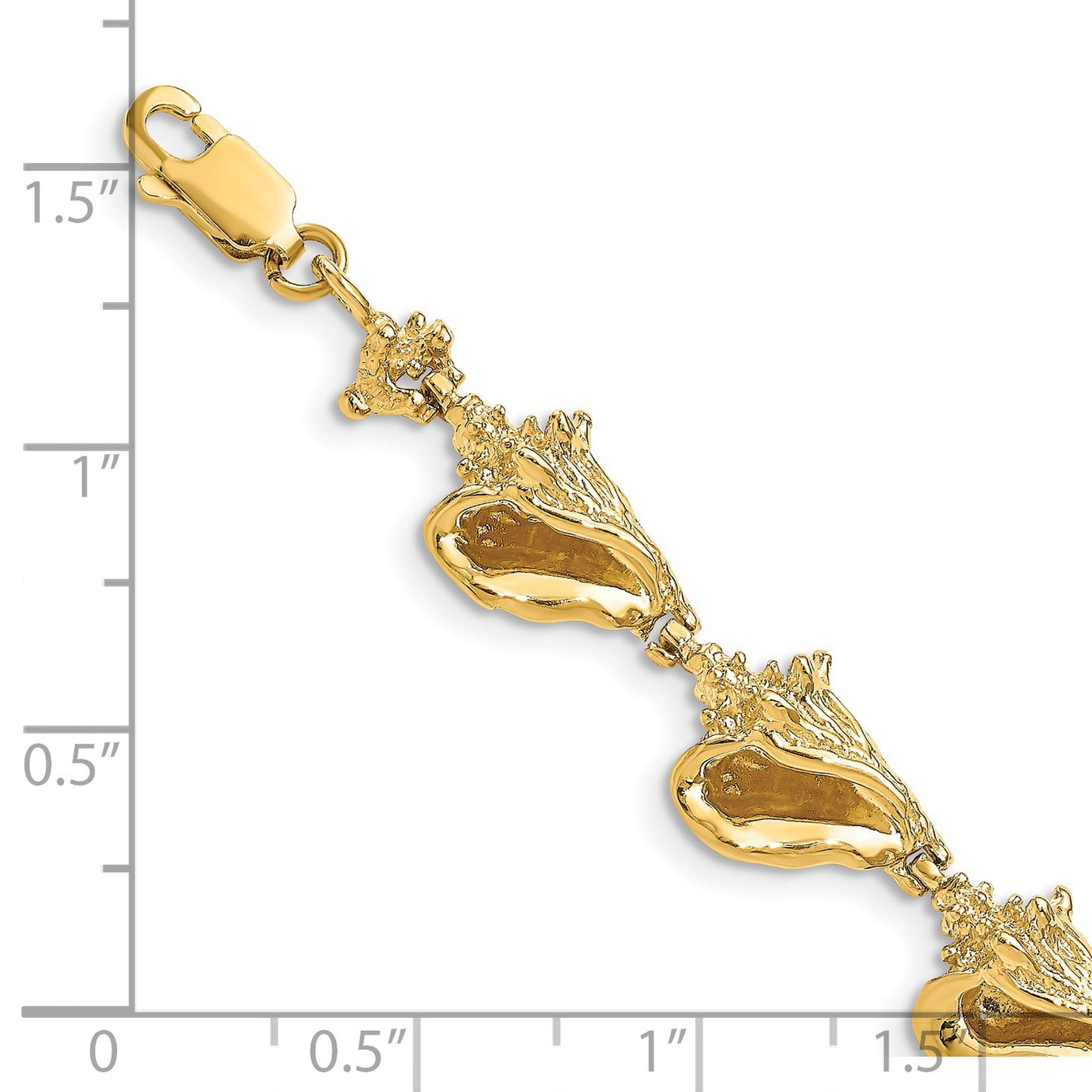 14k Polished 3-D Conch Shell Link 7.25 inch Bracelet